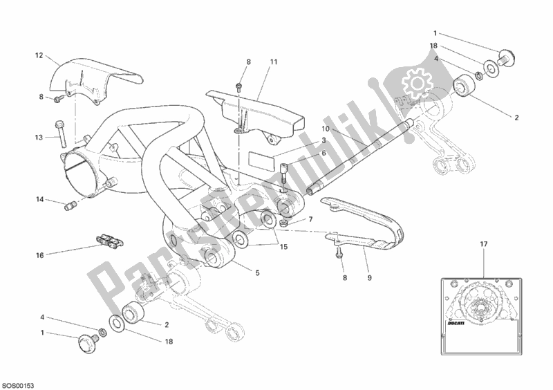 Todas las partes para Brazo Oscilante de Ducati Monster S2R 1000 2007